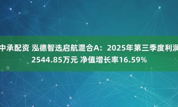 中承配资 泓德智选启航混合A：2025年第三季度利润2544.85万元 净值增长率16.59%